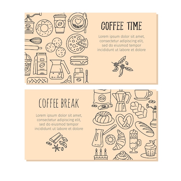 Plantillas de diseño de café Banners vectoriales