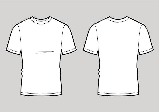 Vector plantillas de diseño de camisetas blancas de manga corta para hombres (vistas frontal y posterior). ilustración vectorial.