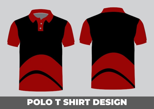 Plantillas de diseño de color rojo y negro para camisetas de polo vectoriales gratuitas