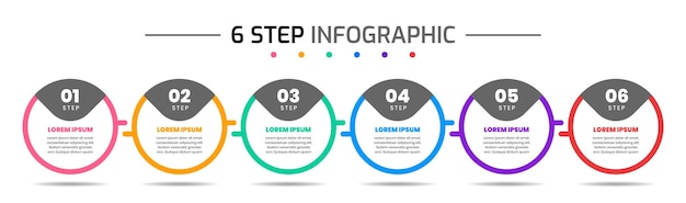 Plantillas de diseño de elementos infográficos con 6 pasos