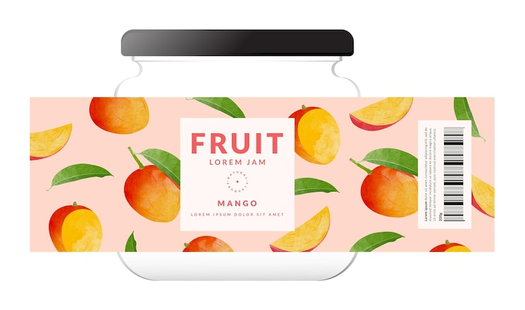 Vector plantillas de diseño de envases de mango ilustraciones vectoriales en estilo acuarela
