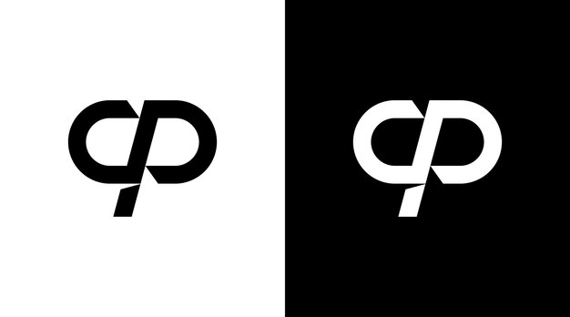 Plantillas de diseño de estilo de ilustración de icono en blanco y negro inicial de letra cp de monograma de logotipo de empresa