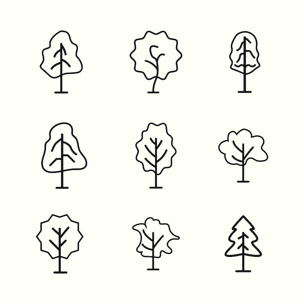 plantillas de diseño de íconos de árbol vectorial