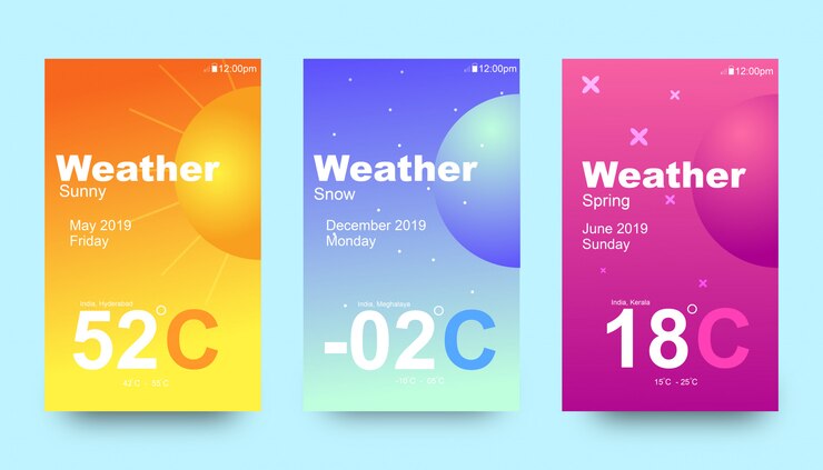 Vector plantillas de diseño de interfaz de usuario del tiempo