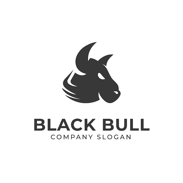 Plantillas de diseño de logotipo de cabeza de toro negro simple para empresas y negocios