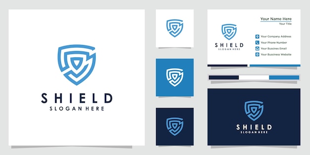 Plantillas de diseño de logotipo de escudo creativo. Diseño de logo y tarjeta de visita. Prima