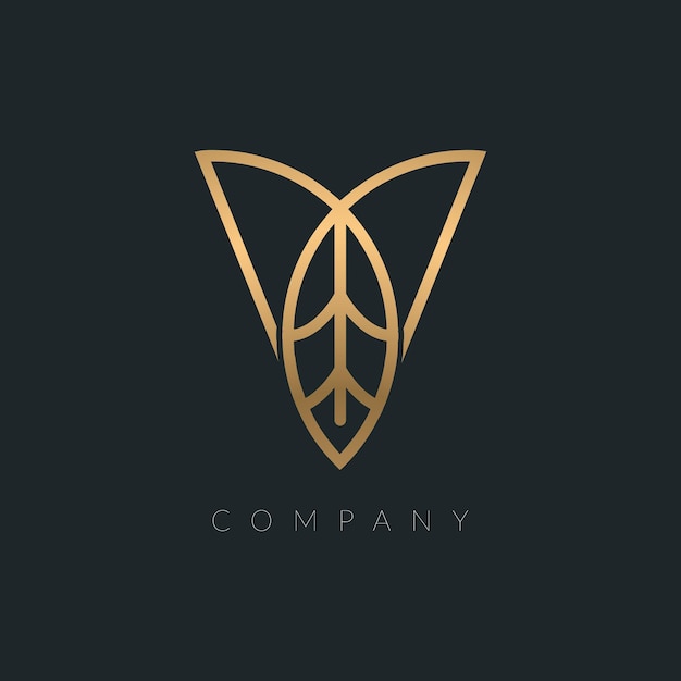 Plantillas de diseño de logotipo de hoja de letra V moderna abstracta vectorial colores dorados lujo y joyería