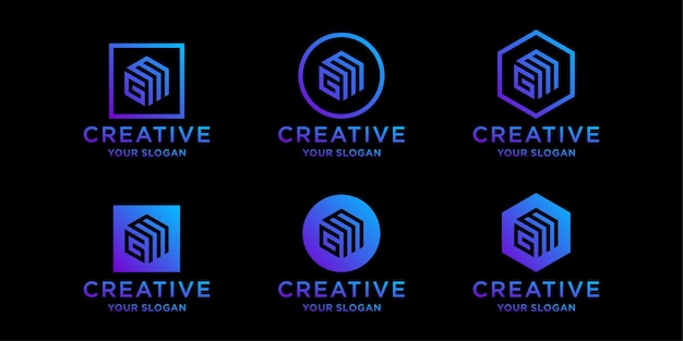 Plantillas de diseño de logotipos de iniciales GM
