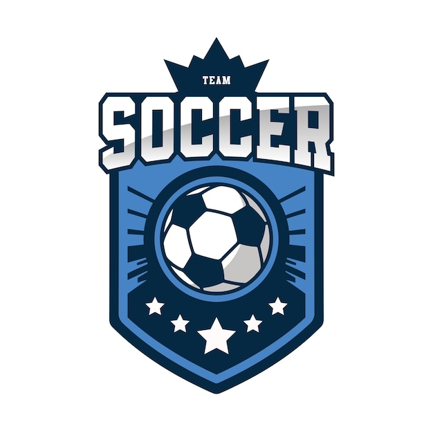 Las plantillas de diseño de logotipos de la insignia de fútbol, la identidad del equipo deportivo, las ilustraciones vectoriales aisladas