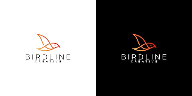 Plantillas de diseño de logotipos minimalistas de líneas de aves