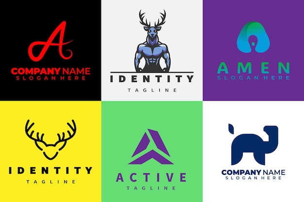 plantillas de diseño de logotipos de negocios creativos modernos con temas versátiles