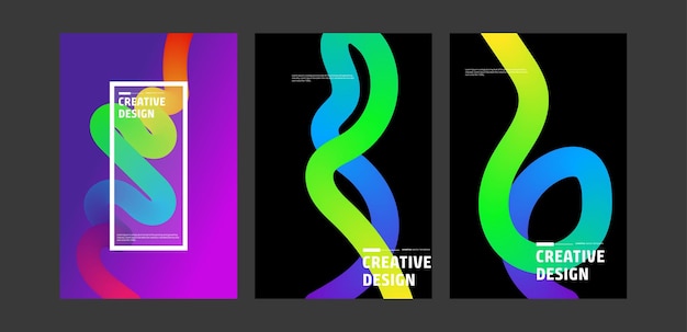 Plantillas de diseño de ondas gradientes coloridas para carteles