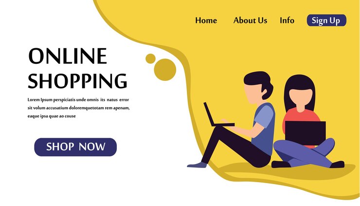 Vector plantillas de diseño de páginas web para compras online y marketing digital. conceptos modernos de ilustración vectorial para el desarrollo de sitios web y sitios web móviles