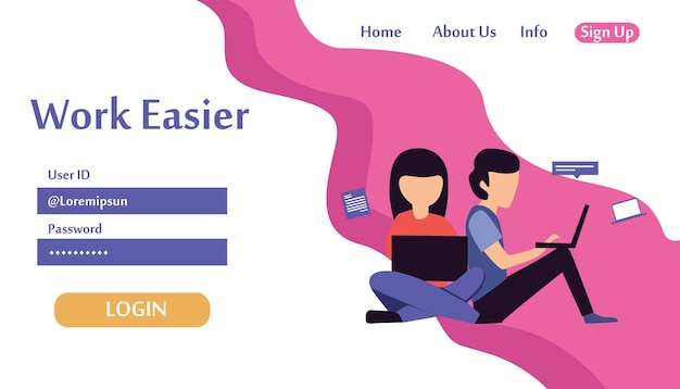 Plantillas de diseño de páginas web para work easier. conceptos modernos de ilustración vectorial para el desarrollo de sitios web y sitios web móviles