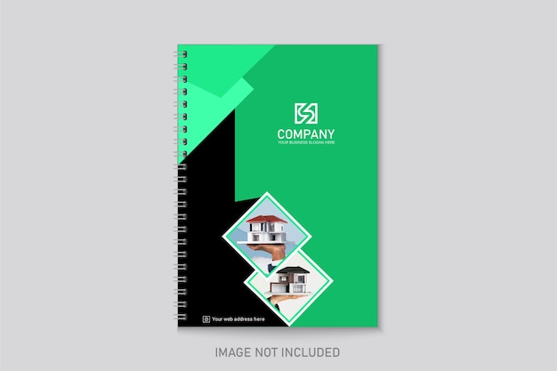 Plantillas de diseño de portada de cuaderno inmobiliario profesional y creativo.