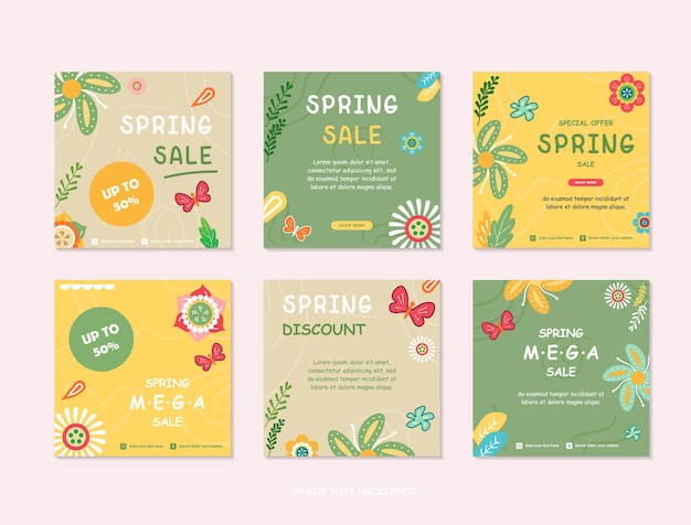 plantillas de diseño de portada de primavera fondos de pantalla de historias de redes sociales con hojas y flores de primavera