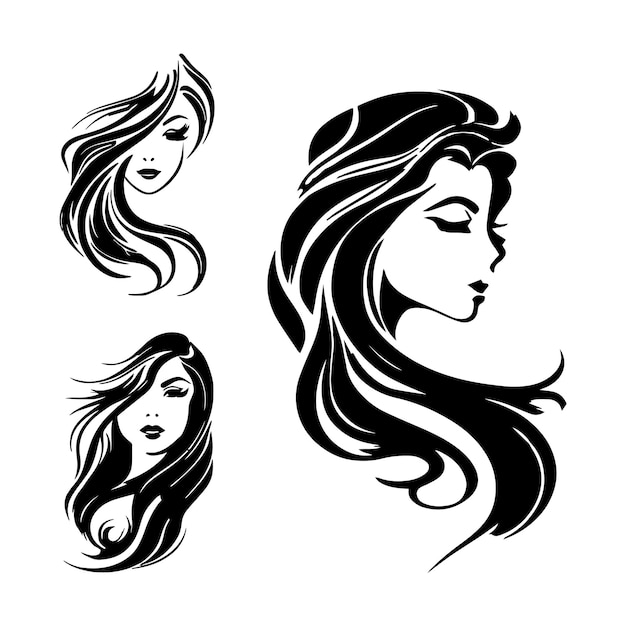 Plantillas de diseño de retrato de belleza abstracta ilustración vectorial Diseño de logotipo vectorial para salón de belleza o peluquería o diseño cosmético