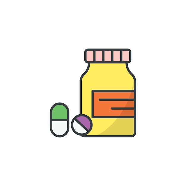 Las plantillas de diseño vectorial de iconos de botellas de pastillas aisladas sobre un fondo blanco