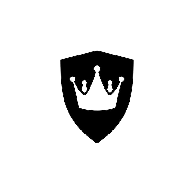 plantillas de diseño vectorial de íconos de la corona de oro del escudo