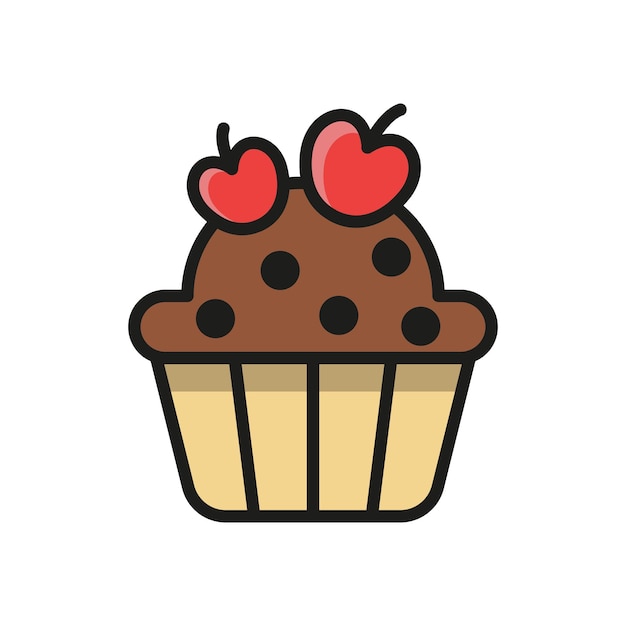 Las plantillas de diseño vectorial de iconos de cupcake son simples y modernas