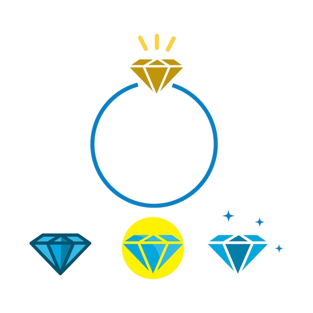 plantillas de diseño vectorial de íconos de diamantes de anillo