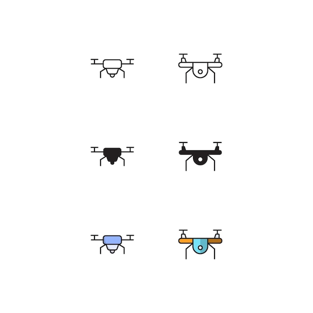 Plantillas de diseño vectorial de iconos de drones