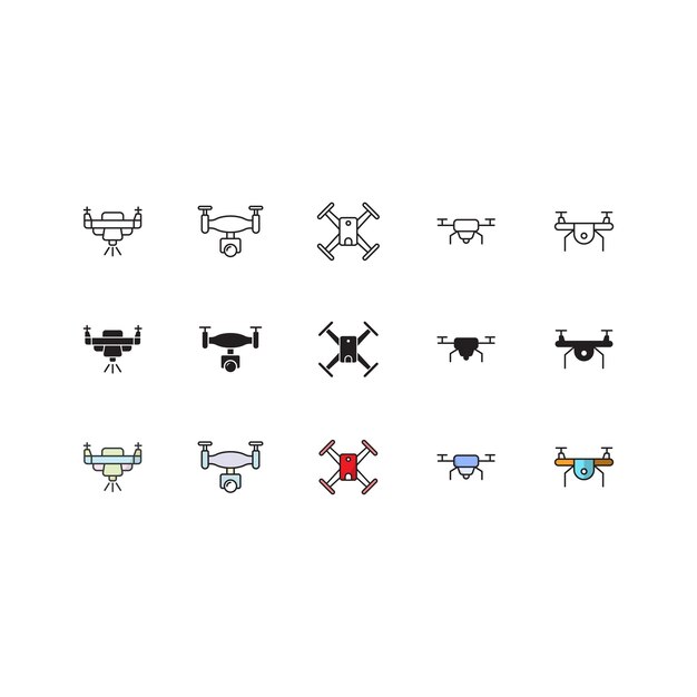 Plantillas de diseño vectorial de iconos de drones