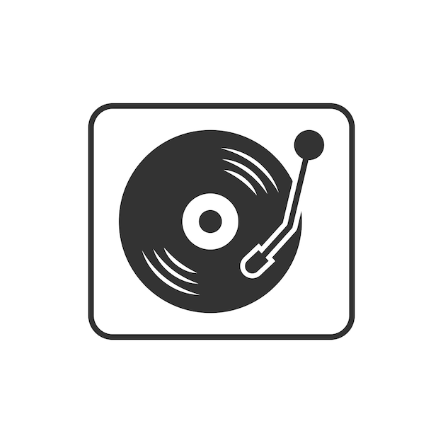 Plantillas de diseño vectorial de iconos de reproductores de discos de vinilo aislados sobre un fondo blanco