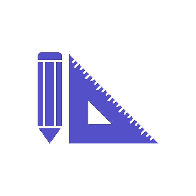 Las plantillas de diseño vectorial de la regla y el lápiz están aisladas sobre un fondo blanco