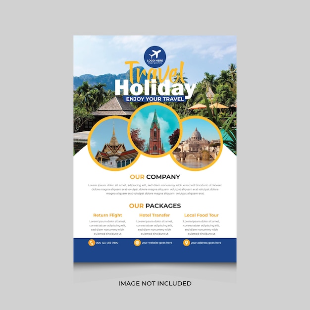 Plantillas de diseño de volante de agencia de viajes de vector