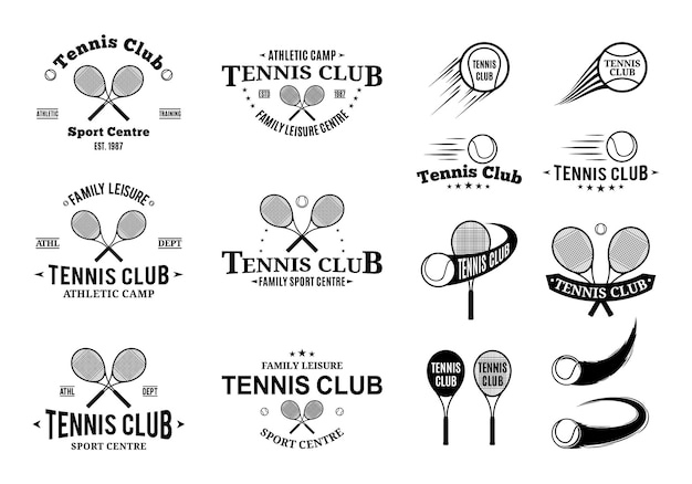 Plantillas y elementos de diseño de las etiquetas de los clubes de tenis