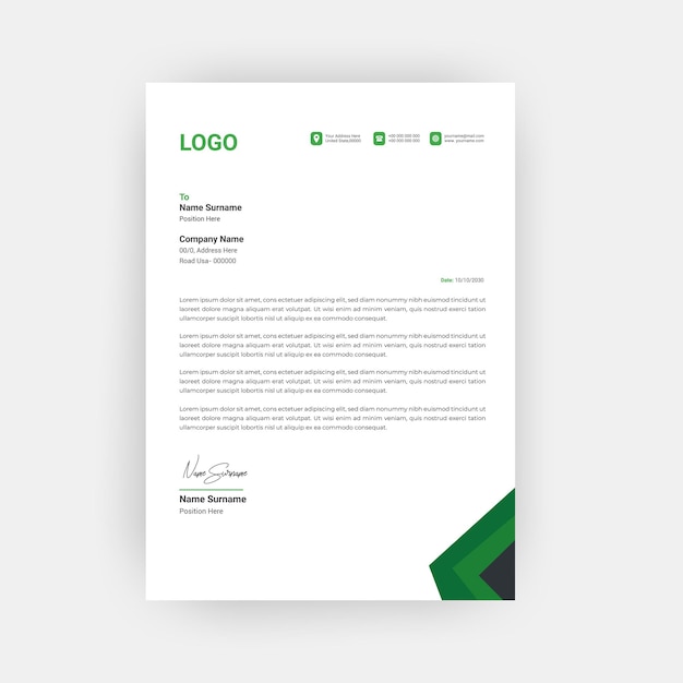 Plantillas de encabezado de carta modernas y creativas simples para el diseño de su proyecto Ilustración vectorial Tamaño A4