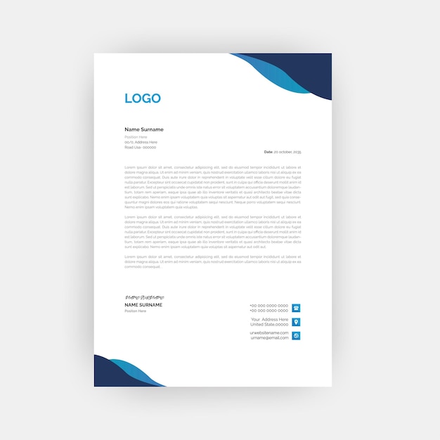 Plantillas de encabezado de carta modernas y creativas simples para el diseño de su proyecto Ilustración vectorial