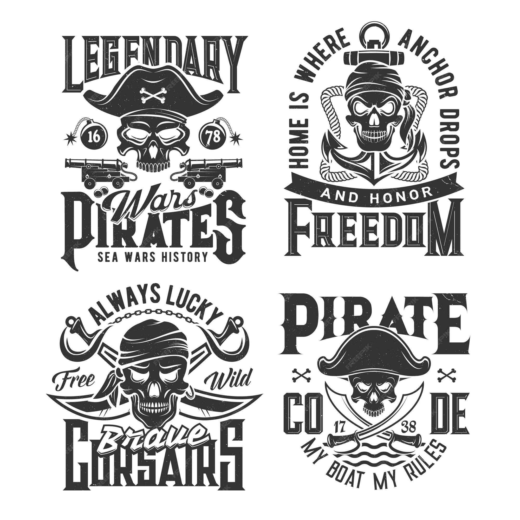 de estampados grunge de piratas o corsarios Vector Premium