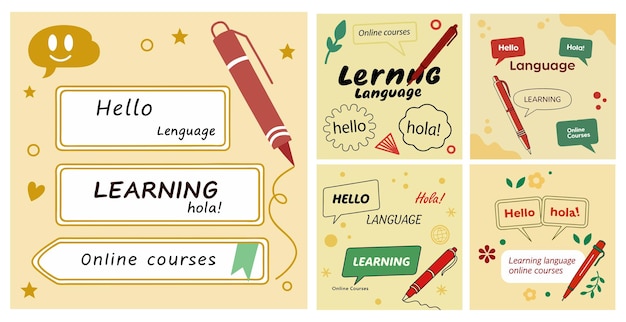 Plantillas de estudio de idiomas educativos para presentaciones