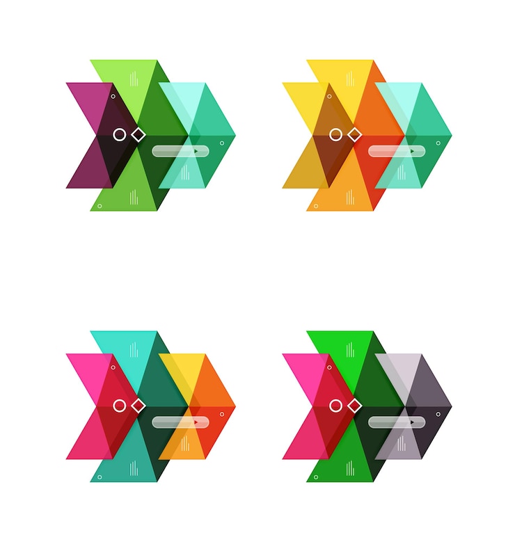 Vector las plantillas de flecha de infografía en blanco vectorial se pueden utilizar como diseños de flujo de trabajo, diagramas, opciones numéricas o diseño web