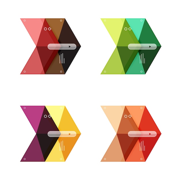 Las plantillas de flecha de infografía en blanco vectorial se pueden utilizar como diseños de flujo de trabajo, diagramas, opciones numéricas o diseño web