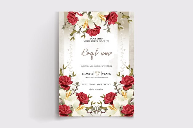 Vector las plantillas florales de invitación de boda