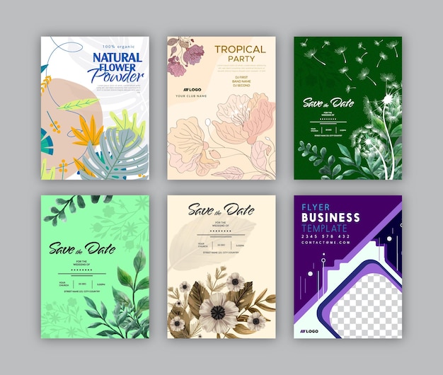 Plantillas de folletos de invitación con flores