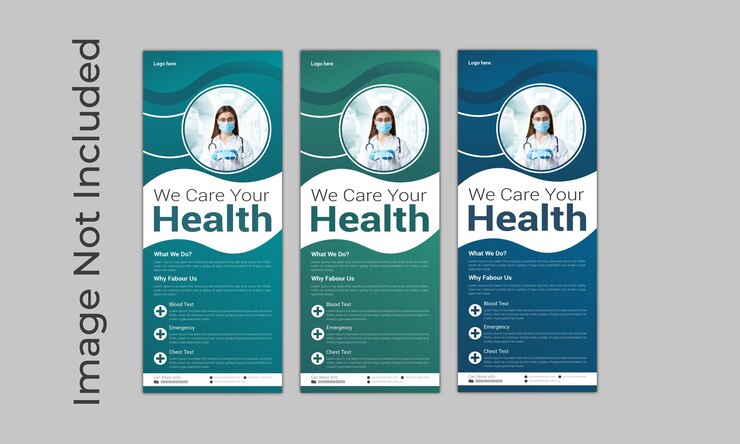 Plantillas de folletos médicos o plantillas de folletos dl diseño vectorial x banner