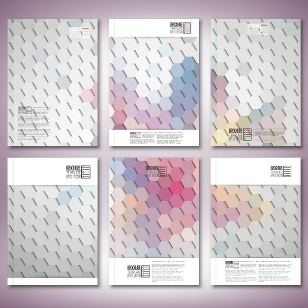 Plantillas de folletos o volantes con diseño abstracto hexagonal