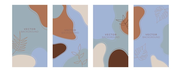 Plantillas de fondo artístico universal de moda abstracto con floral, hojas, orgánico, dibujado a mano y líneas. Bueno para portada, invitación, pancarta, cartel, folleto, cartel, tarjeta, volante y otros