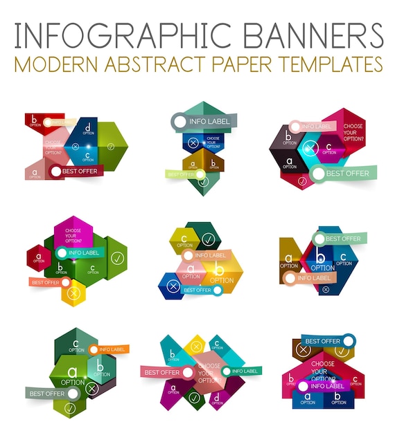 plantillas geométricas de infografías abstractas