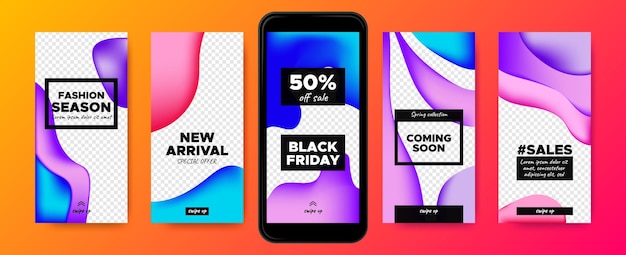 Vector plantillas de historias de instagram para venta de compras