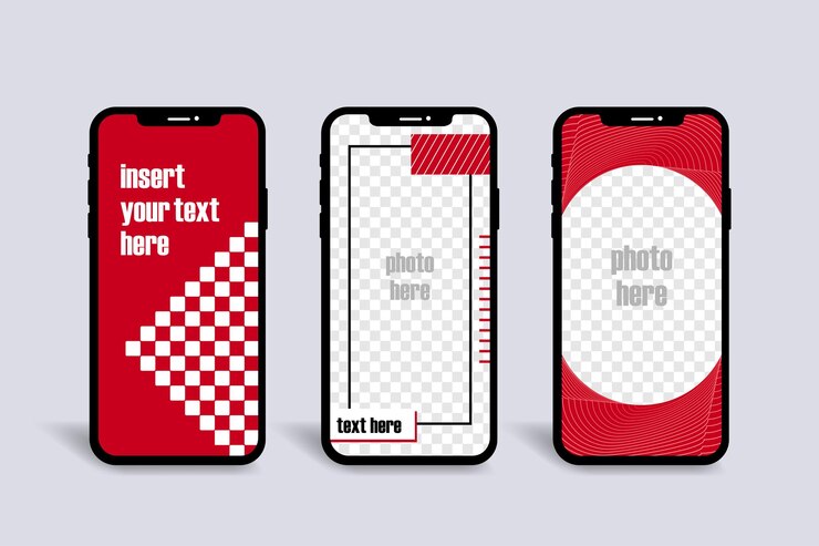 Plantillas de historias minimalistas de Instagram con diseños modernos para las redes sociales en una maqueta de teléfono inteligente