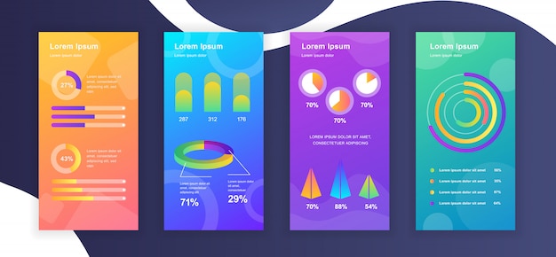 Vector plantillas de historias de redes sociales con visualización de datos de elementos infográficos