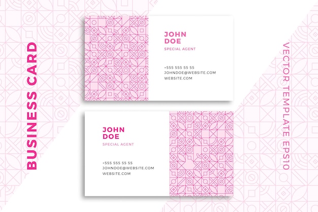 Plantillas horizontales de tarjetas de visita rosadas modernas. mockup elegante de papelería corporativa
