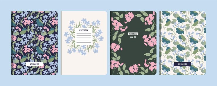 Plantillas de ilustraciones vectoriales portadas para cuadernos planificadores folletos libros catálogos Papeles pintados de flores