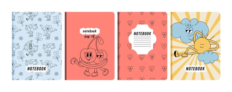 Plantillas de ilustraciones vectoriales portadas para cuadernos, planificadores, folletos, libros, catálogos