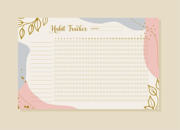 Plantillas imprimibles de planificación de Habit Tracker para personalizar